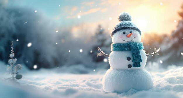 Petit bonhomme de neige dans la neige