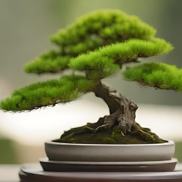 Photo un petit bonsai dans un pot blanc