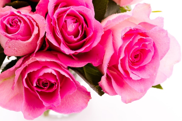 Petit bouquet de roses roses fraîches.