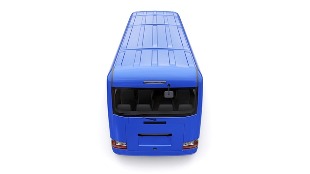 Petit bus bleu pour le voyage Voiture avec corps vide pour la conception et la publicité illustration 3d