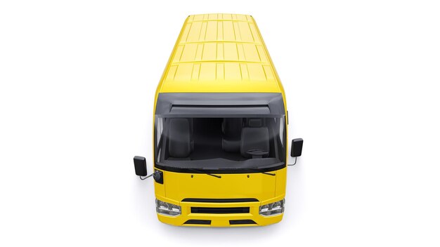 Petit bus jaune pour les déplacements urbains et suburbains Voiture avec carrosserie vide pour la conception et la publicité illustration 3d