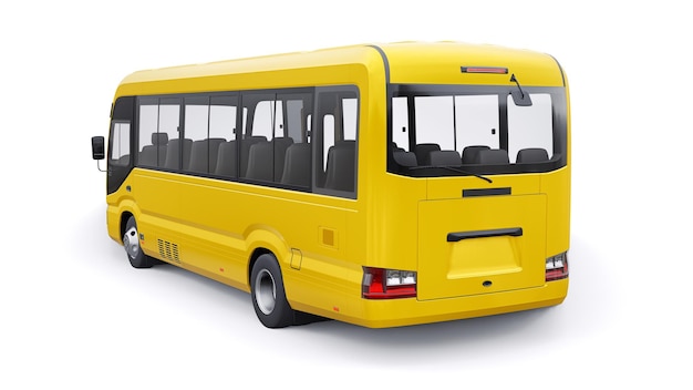 Petit bus jaune pour les déplacements urbains et suburbains Voiture avec carrosserie vide pour la conception et la publicité illustration 3d