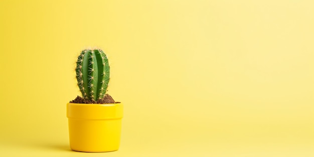 petit cactus sur fond jaune