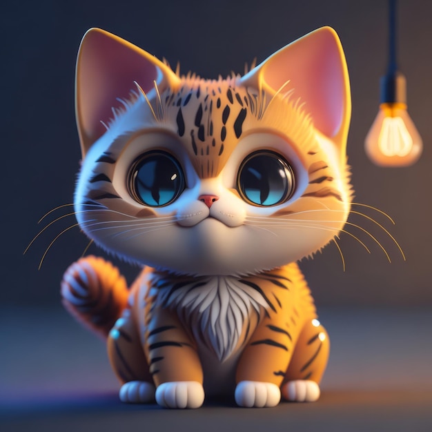 un petit chat animé hyper réaliste en 3D