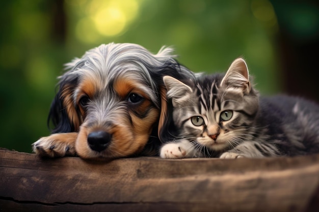 Petit chaton et chiot ai génératif