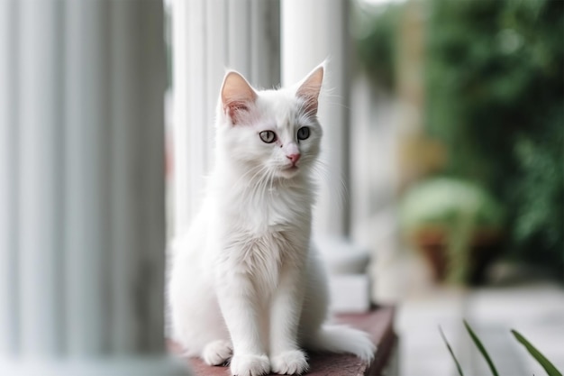 Petit chaton moelleux blanc mignon