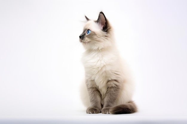 Un petit chaton Ragdoll Colorpoint bleu assis