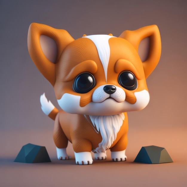 Un petit chien animé hyper réaliste en 3D.