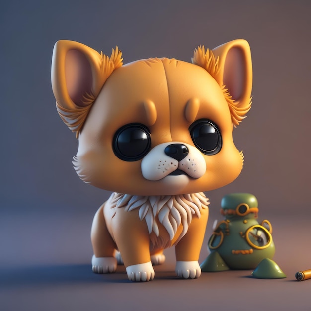 Un petit chien animé hyper réaliste en 3D.