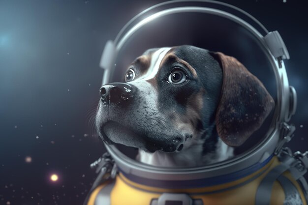 Petit chien astronaute dans l'univers