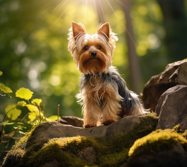 Petit chien domestique sur l'herbe