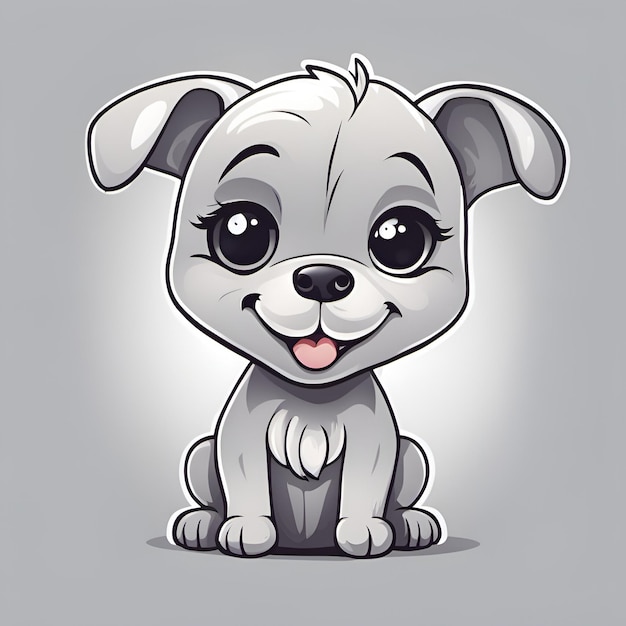 Photo petit chien souriant de dessin animé mignon