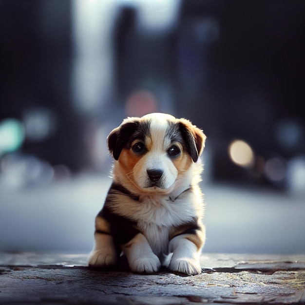 Petit chiot abandonné dans la rue