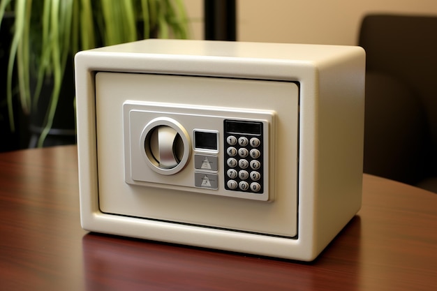 Petit coffre-fort avec un clavier numérique parfait pour stocker des objets de valeur dans une chambre à coucher ou un bureau à domicile