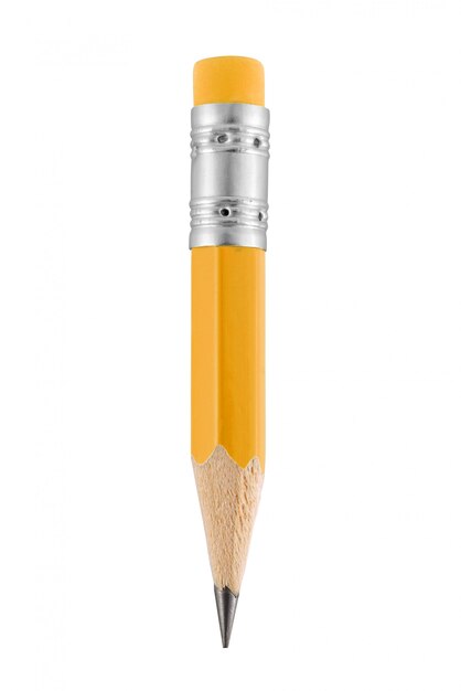 Petit crayon jaune avec gomme isolée