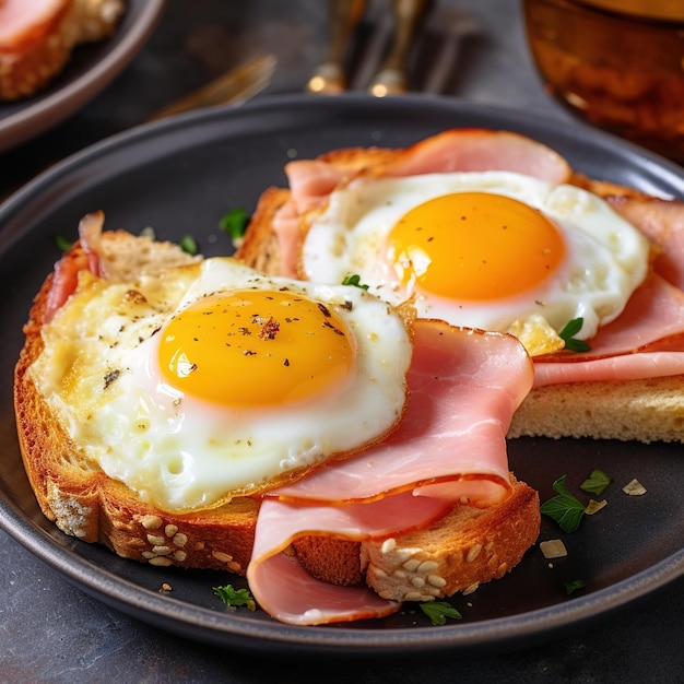 Petit-déjeuner américain avec œufs et bacon