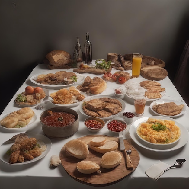 petit-déjeuner avec céréales au café et céréalestable du petit-déjeuner à l'hôtel