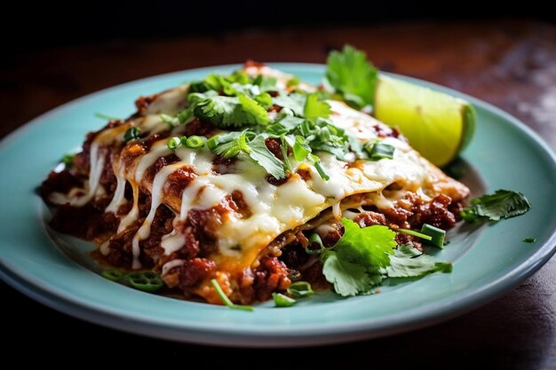 Un petit déjeuner chorizo délicieux Enchiladas avec des œufs