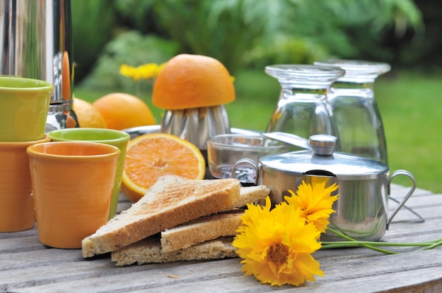 Petit déjeuner dans le jardin