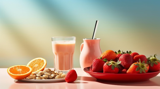 Petit-déjeuner frais avec café et jus d'orange