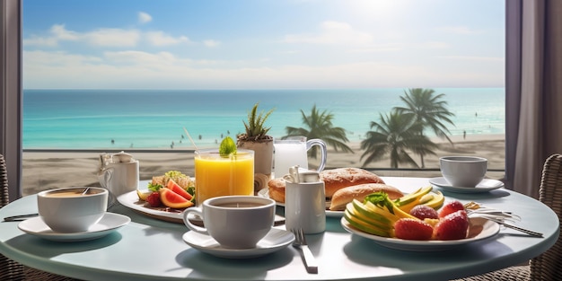 Petit déjeuner de luxe dans une chambre d'hôtel