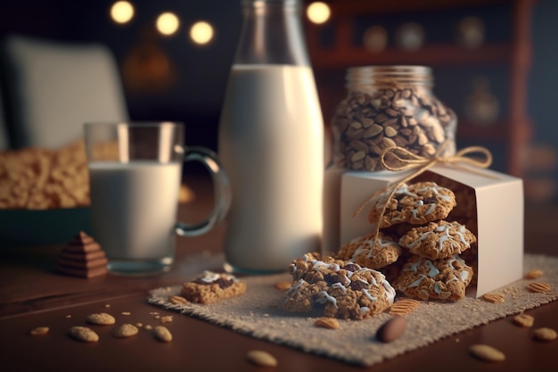 Petit-déjeuner muesli maison sain Barres de granola de céréales Ensemble d'aliments nutritifs appropriés pour un mode de vie sain Alimentation saine Fruits légumes eau pure Régime alimentaire biologique Aliments caloriques Beau corps