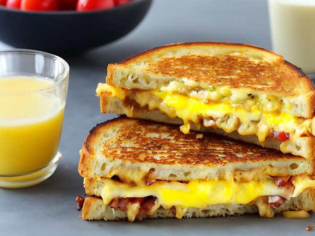 Photo petit-déjeuner à l'œuf frit avec du pain au fromage