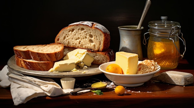 Petit-déjeuner pain et beurre