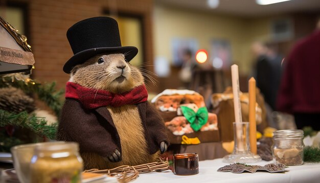 Photo petit déjeuner ou pancake événement d'alimentation le jour de la marmotte présentant les familles et les amis réunis