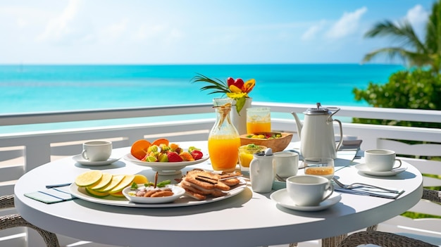 petit-déjeuner sur la plage IA générative