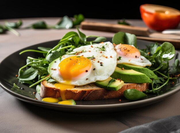 Petit-déjeuner sain avec des œufs au plat