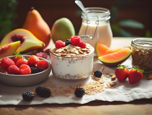 Un petit déjeuner sain sur la table