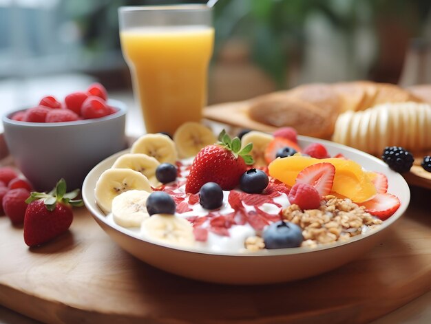 Un petit déjeuner sain sur la table