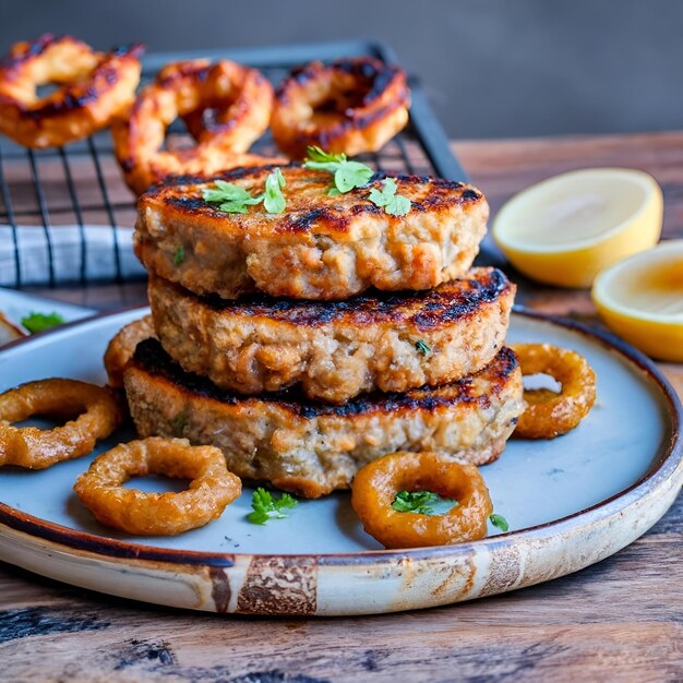 Photo petit déjeuner traditionnel avec des œufs frits, du pain grillé et de la salade sur l'assiette générée par l'ia