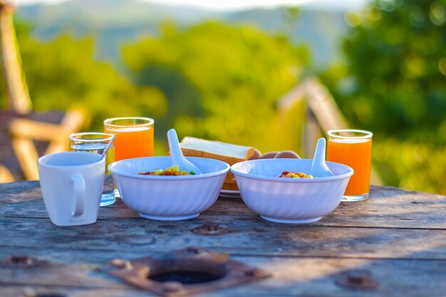 Le petit déjeuner.