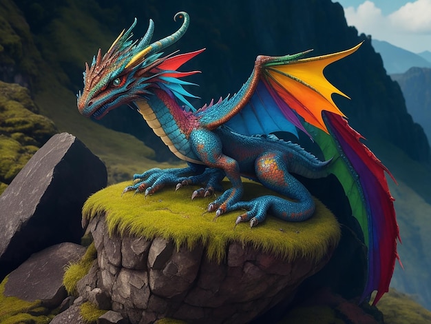 Petit dragon coloré généré par l'IA