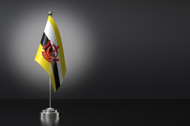 Photo petit drapeau du brunei devant un fond noir rendering 3d