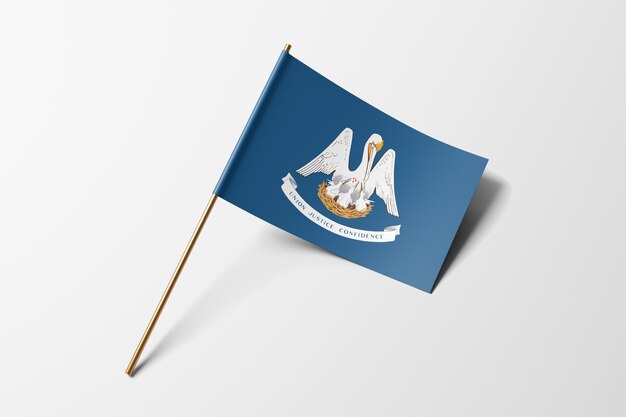 Photo petit drapeau en papier de louisiane sur fond blanc