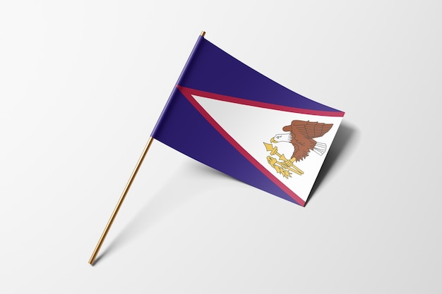 Petit drapeau en papier des Samoa américaines sur fond blanc