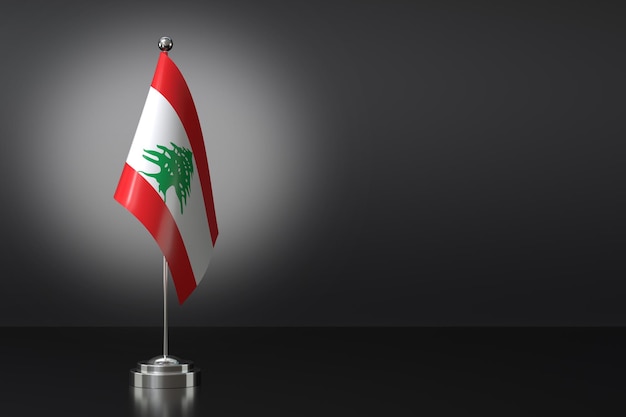 Photo petit drapeau de la république du liban devant un fond noir rendering 3d
