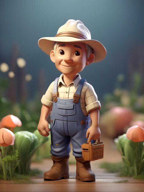 Photo petit éclairage isométrique doux et lisse rendu 3d farmer