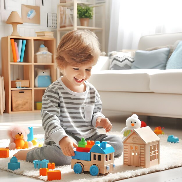 un petit enfant jouant avec un jouet