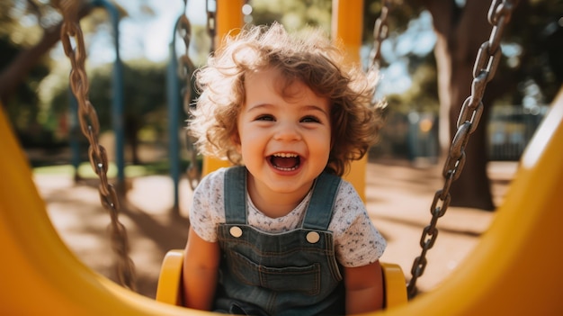 petit enfant jouant sur le terrain de jeu