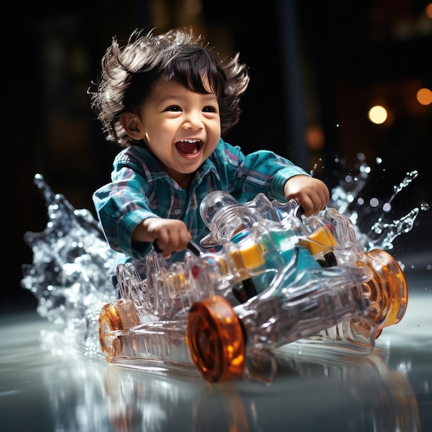 Un petit enfant mignon qui joue avec des jouets.