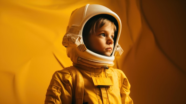 Photo petit enfant portant une combinaison spatiale cosmonaut concept ai généré