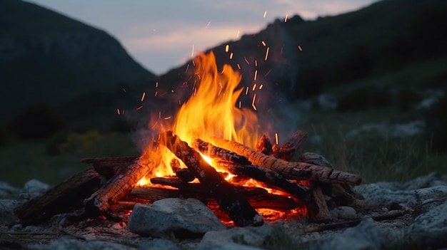 Petit feu dans les montagnes IA générative