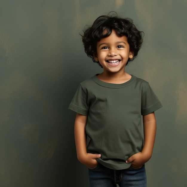 Un petit garçon asiatique portant un t-shirt vide pour le mock-up