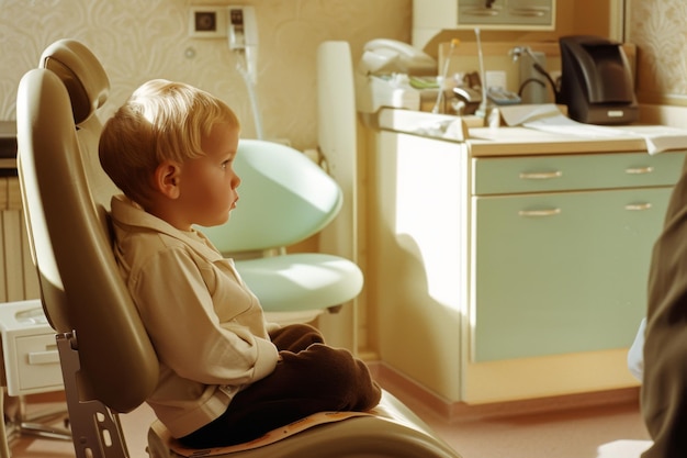 Petit garçon assis sur une chaise dans une pièce