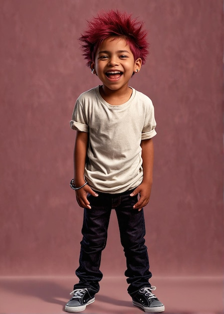 un petit garçon aux cheveux roux et une chemise blanche