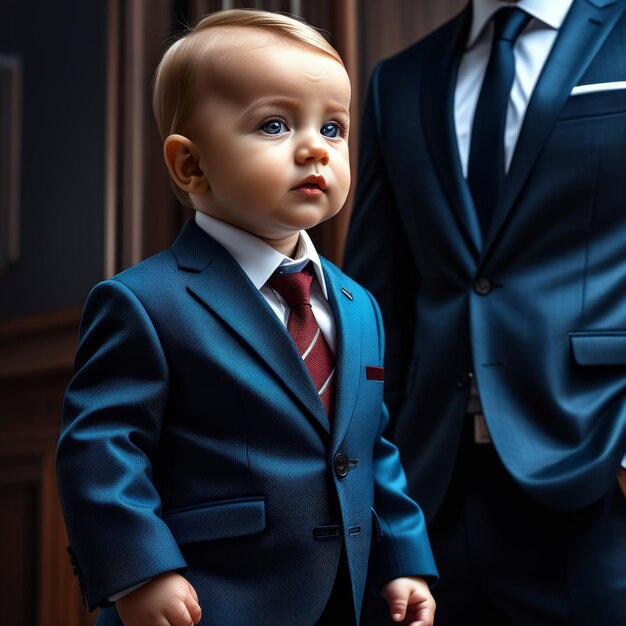 Photo petit garçon élégant et son père petit garçon élégante et son père